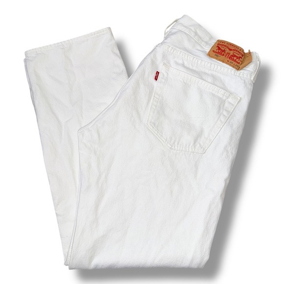 Men’s Levi’s 501 White Jean 32x28 Straight fit Button a fly - Picture 12 of 13